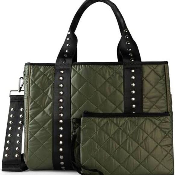 Handbags - Olive Quilted Tote Bag - Large NEW TOTE - Crossbody Strap